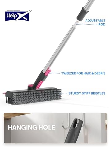 3 in 1 Floor Scrub Brush with Long Handle, Deck Brush with Squeegee - Image 5