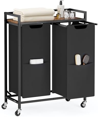 VASAGLE Laundry Sorter 2 Section, Rolling Cart by Unknown