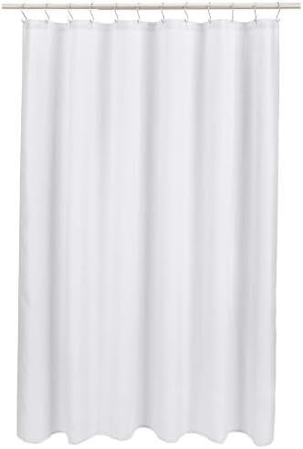 Amazon Basics Linen Style Bathroom Shower Curtain, 100% Polyester, Bright White by AmazonBasics