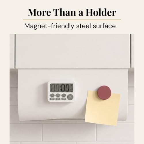 Aureo Paper Towel Holder Under Cabinet, No Drill, Hooks Over Shelf - Image 6