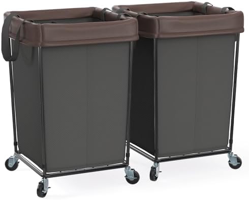 Rolling Laundry Basket with Wheels, Rolling Laundry Hamper with Wheels 2PK by Mefirt