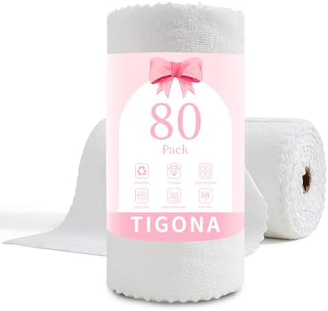 80 Pack Microfiber Cleaning Cloth Roll, Lint Free Rags & Tear Away Reusable by Tigona