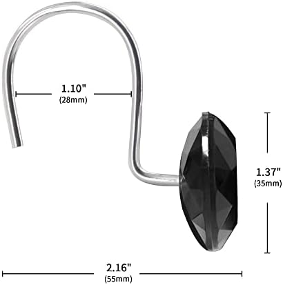 Black Diamond Crystal Bling Shower Curtain Hooks Rings - Image 5