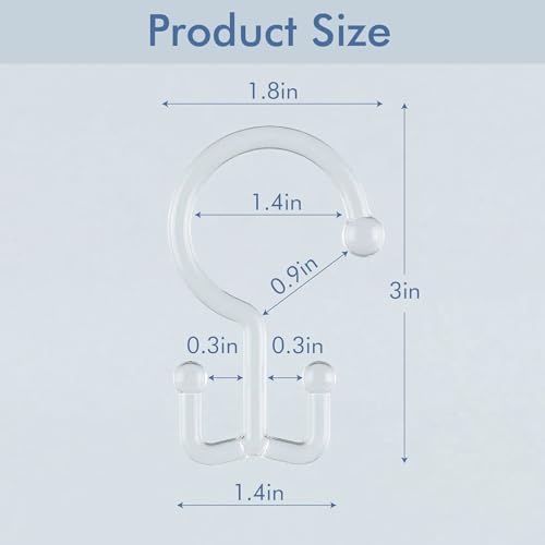Bathway Clear Plastic Shower Curtain Hooks, 24 Double Shower Curtain Rings - Image 7
