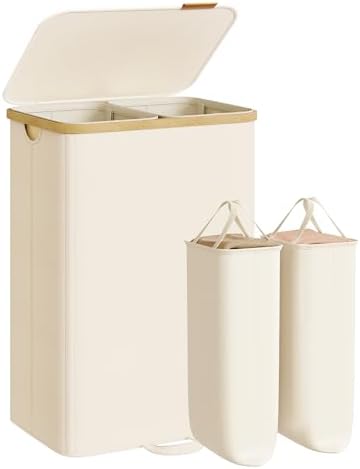 SONGMICS Laundry Hamper with Lid, 150L Laundry Basket，2 Compartments by SONGMICSbySONGMICSHOME