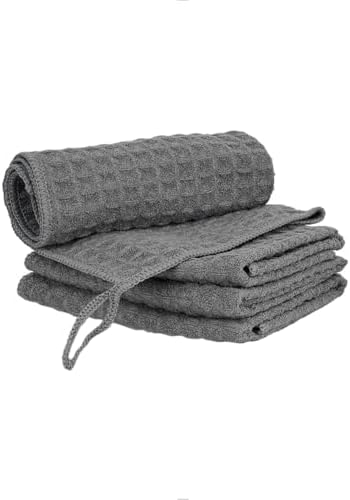 watchget 4 Pack Microfiber Espresso Barista Cleaning Towels, Dark Grey by watchget