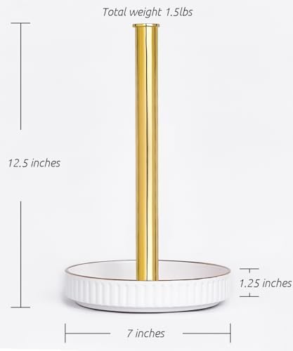Paper Towel Holder Countertop, Ceramic Base, Fits Double to Family Rolls - Image 3