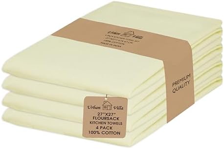 Urban Villa Kitchen Towels Cotton Dish Towels 27”x27” Ivory by CottonTrends