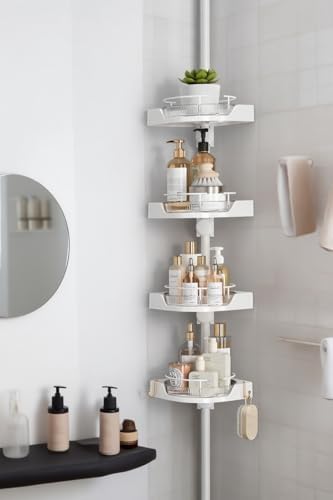 360° Rotating Corner Shower Caddy Tension Pole Organizer by SHUANGQING
