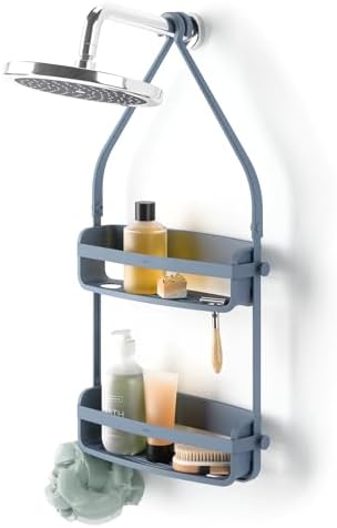 Umbra Flex Shower Caddy, Hanging 2 Shelves Bathroom Organizer, Slate Blue by Umbra