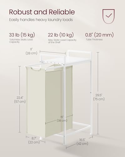 VASAGLE Laundry Sorter 1 Section, Rolling Cart - Image 5