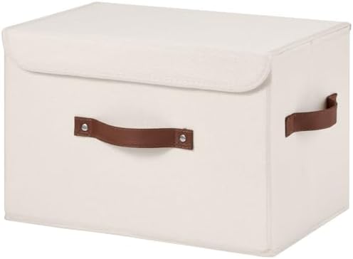 Storage Bins Box with Lids Decorative Cotton Linen Fabric Baskets by Unknown