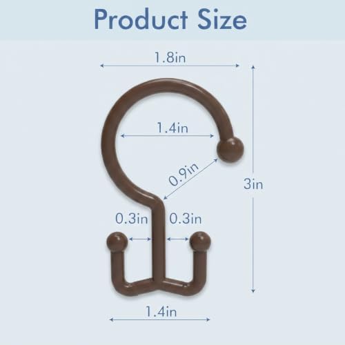 Bathway Brown Shower Curtain Hooks, 12 Plastic Double Shower Curtain Rings - Image 7