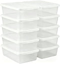 Storage Bins with Lids, 10 Pack 6 Qt Clear Plastic Stackable Shoe Boxes by Unknown
