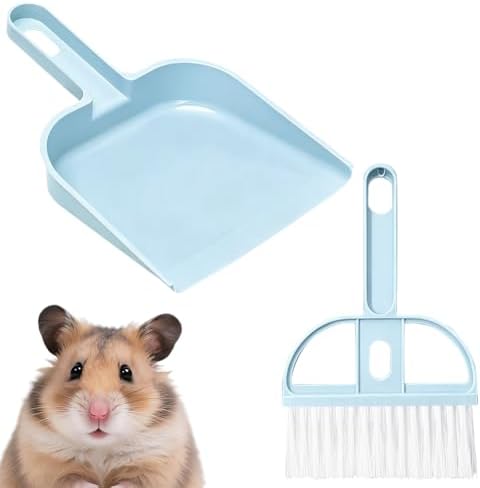 CREATCABIN Small Broom and Dustpan Set Blue Mini Dust Pan and Brush by CREATCABIN