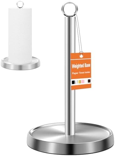 Paper Towel Holder Countertop, Stainless Steel, Weighted Non-Slip Base by Awarmhome