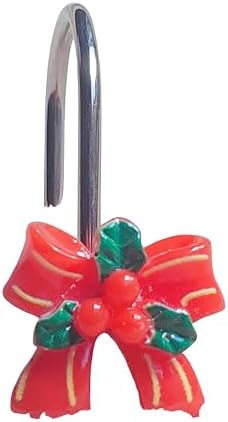 Two Fish Home Fashions Set of 12 Decorative Christmas Tree Resin Shower Curtain - Image 4
