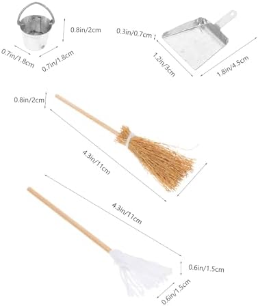 Toyvian Miniature Mop and Bucket Set, Small Broom Dustpan Tools Craft - Image 5