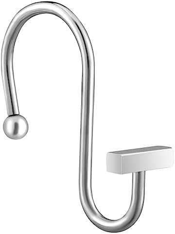 Chrome Shower Curtain Hooks, Polished Silver Shower Curtain Rings by CHICTIE