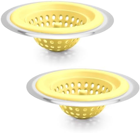 Silicone Strainer for Kitchen Sink, 2 Pack, Stainless Steel Reinforced by TEVLAUXO
