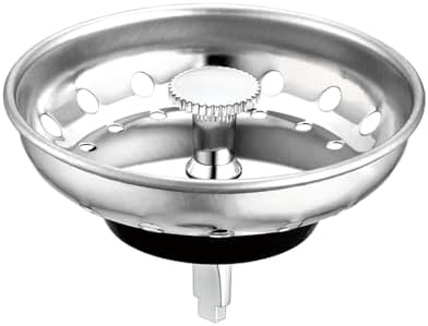 3.5" Stainless Steel Sink Strainer, Stopper & 3-Bolt Flange Set - Image 2