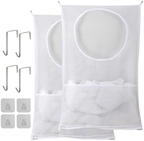 Hanging Laundry Hamper, Over The Door, Whiet 2 Pack by fahombag