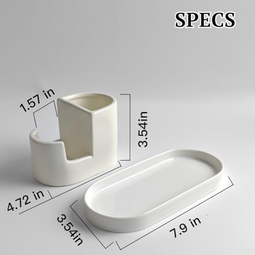 3 in 1 Ceramic Sponge&Brush Holder and Soap Tray Set, Leak-Proof Design to Keep - Image 3