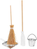 Abaodam Miniature Dollhouse Cleaning Set, Mini Mop Bucket Broom Dustpan Set by Abaodam
