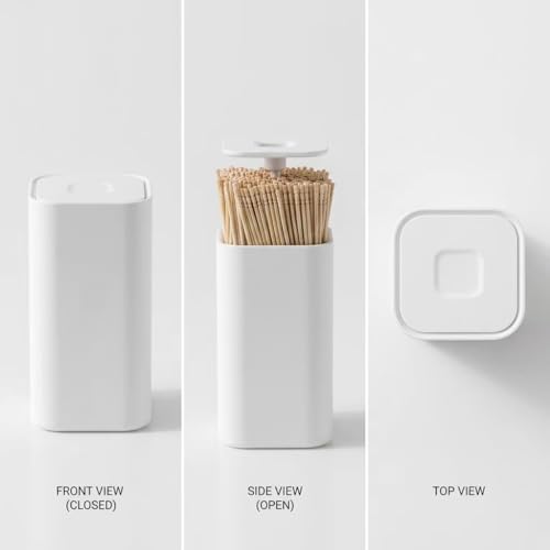 Press-Type Cotton Swab Container & Organizer | 4-Compartment ABS Bathroom Desk - Image 4