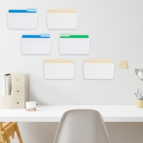 EASEPRES 6 Pack White Plastic Single Pocket Hanging File Organizer, Wall Mount - Image 4