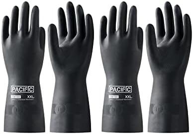 PACIFIC PPE 2 Pairs Chemical Resistant Gloves, Heavy Duty Industrial Rubber by PACIFICPPE