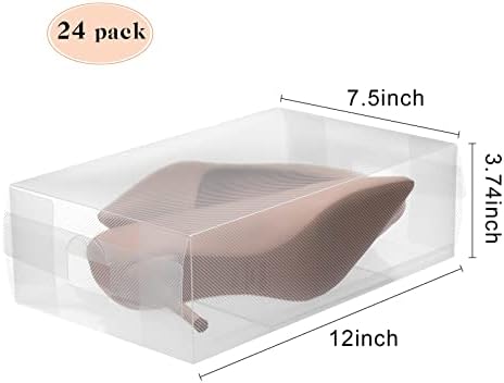Sawysine 24 Pcs Shoe Box Clear Plastic Stackable Shoe Storage Organizer - Image 3