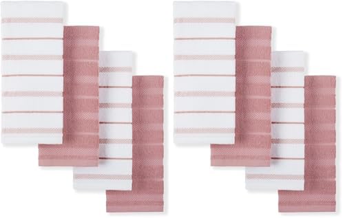 KitchenAid Albany Kitchen Towel 4-Pack Set, Dried Rose/White by KitchenAid