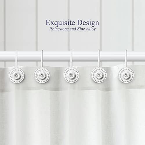 White Shower Curtain Hooks, Rust Proof Shower Curtain Rings - Image 4
