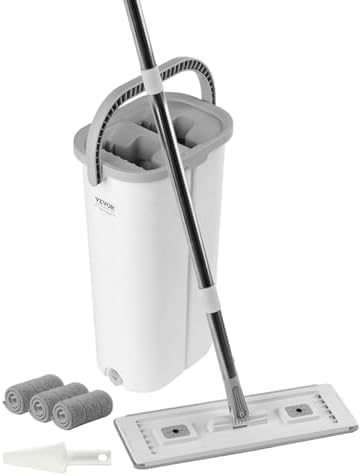 VEVOR Mop and Bucket with Wringer Set, Wet & Dry Use, Flat Mop and Bucket by VEVOR