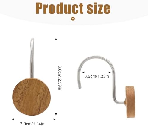 Shower Curtain Hooks, Wood Decorative Shower Curtain Rings, Modern Round Log - Image 3