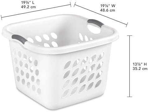 PEtbon 1.5 Storage Bushel Square Laundry Basket Plastic, Laundry Hamper White - Image 2