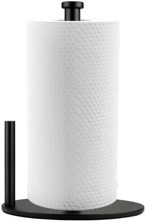 Matte Black Paper Towel Holder Countertop – Heavy-Duty Freestanding Roll Stand by iBoffikia