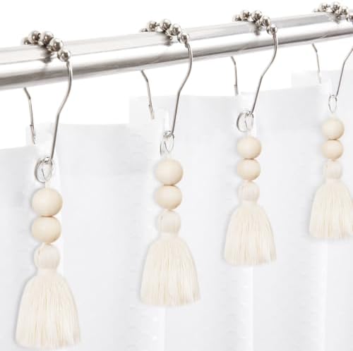 Boho Shower Curtain Hooks Rings Rustproof, CHICTIE Nautical Decorative Shower - Image 2