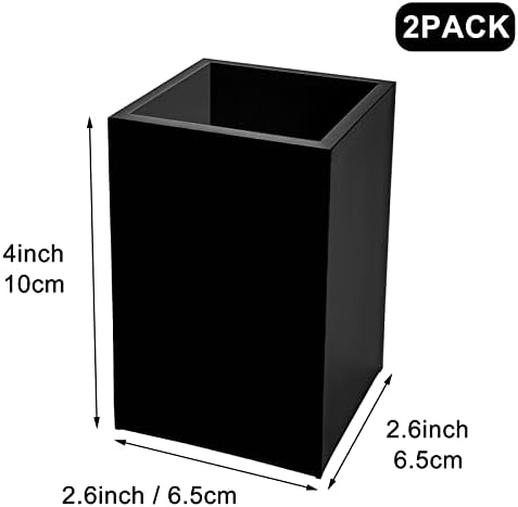 2 Pack Black Acrylic Pencil Pen Holder Cup, Desk Accessories Holder, Makeup - Image 3