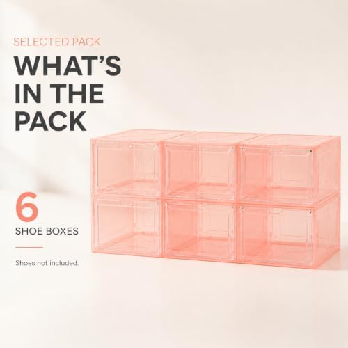 Stackable Clear Pink Shoe Boxes 6 Pack - Image 5