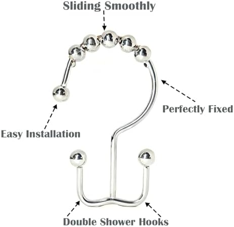 Shower Curtain Hooks 12 Pack, Double Glide Rings - Image 3