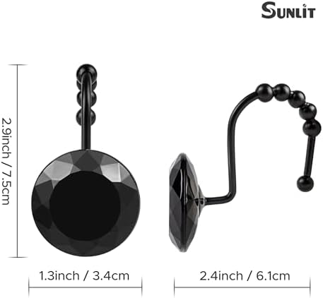 Sunlit Luxury Design Round Black Diamond Crystal Gem Bling - Image 4