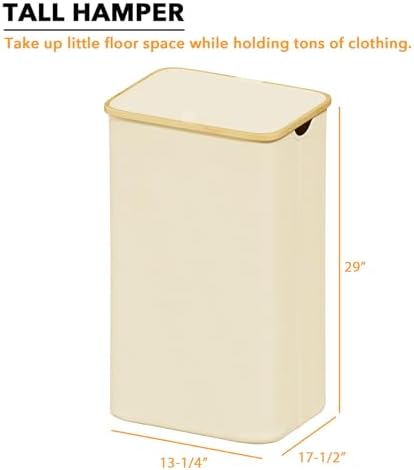 SpaceAid Laundry Hamper with Lid, 110L Large Tall Clothes Basket Bin with - Image 4