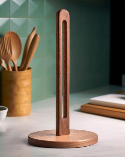 KitchLife Acacia Wooden Paper Towel Holder Countertop, 6.5" Jumbo Base by OverDoorHooksKitchenSupplies