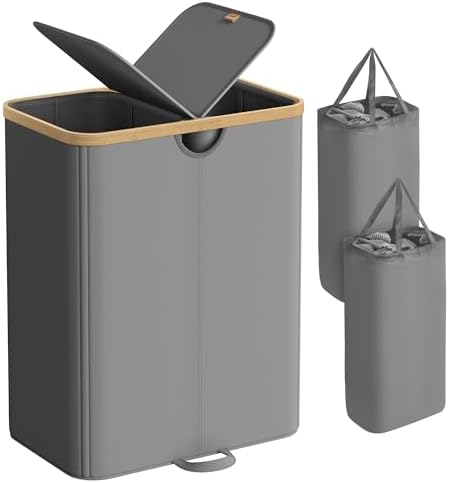 SONGMICS Laundry Hamper with 2 Lids, 150L Laundry Basket，2 Compartments by Unknown
