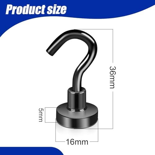 52 Pack Black Magnetic Hook Heavy Duty, 25lbs Magnetic Hooks - Image 2