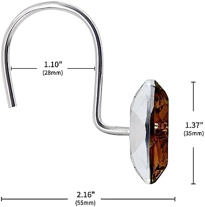 Brown Diamond Crystal Bling Shower Curtain Hooks Rings - Image 5