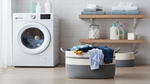 Extra large laundry basket woven from natural cotton rope - Image 3