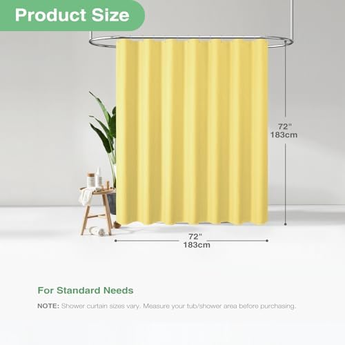 Dynamene Waffle Shower Curtain 256 GSM Heavy Duty Fabric 72"x72" Yellow - Image 4